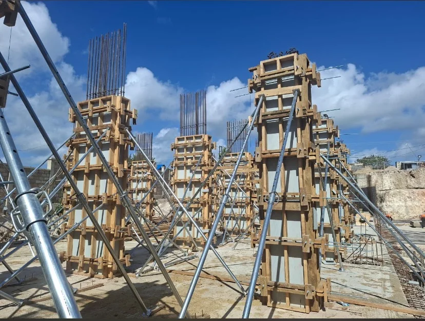 Formwork and support structures at the Tanzania hotel construction site